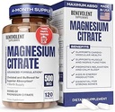 Premium Magnesium Citrate 500mg Capsules (Citrato de Magnesio) High Absorption Formula Chelated Buffered Citrate to Support Digestion, Bone, Sleep & Muscle Health - 120 Capsules