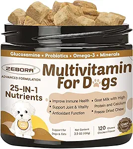 狗多维他明与Probiotics - 狗维生素和补充剂 - 狗多维他明与Glucosamine,Omega 3和狗消化健康,免疫,联合,Hip,皮肤和Coat