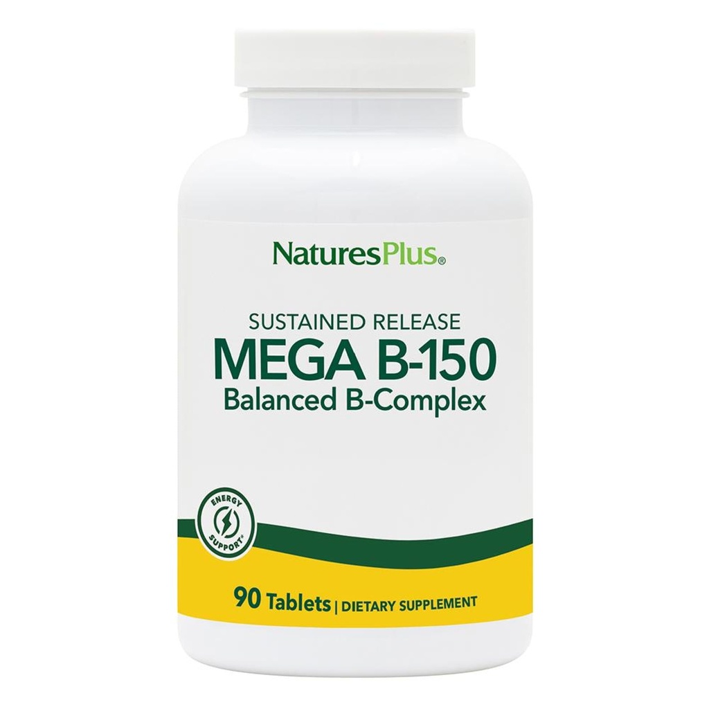 Natures Plus Mega B-150 Complex - 90 持久释放蔬菜片 - 最大概率 B 复杂维生素补充 - Gluten Free - 90 服务