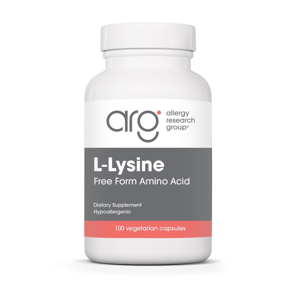 过敏性研究组 L-Lysine - 免疫支持, L-Lysine HCI, 自由形式氨基酸,500mg 补充物,纯,有机,蔬菜卡普尔斯 - 100 Counter