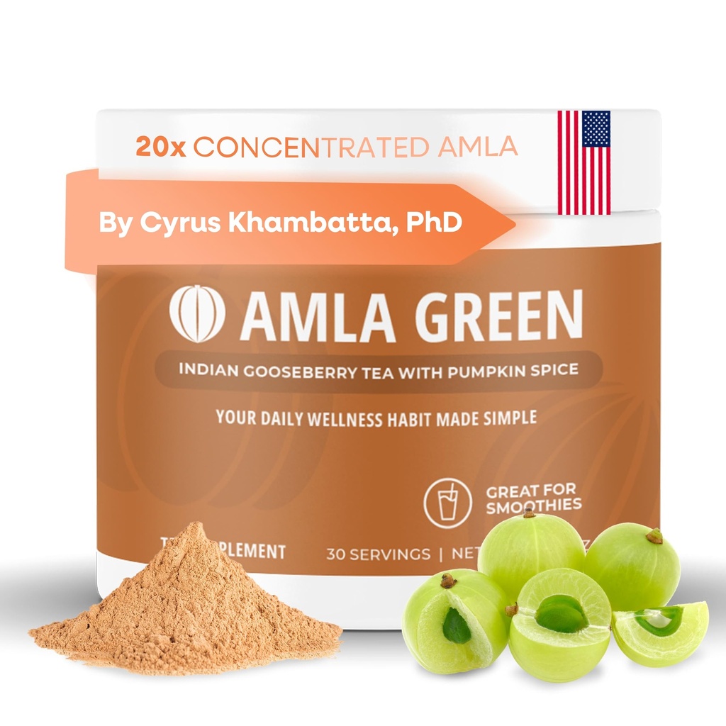 Amla Powder超级食品 配有南瓜辣椒 20x Ultra Centrocused Amla, 配有肉桂, 姜, Nutmeg, Cloves, Allspice, Cardamom, 印度鹅莓, 南瓜辣椒, 30种服务