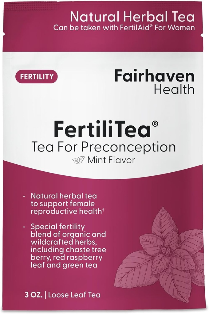 Fairhaven Health FertiliTea 妇女支持生殖健康的有机生育茶* 产前草药茶支持月经周期与荷尔蒙平衡* 包含Vitex | Mint 60 服务