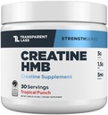 透明实验室 Creatine HMB - 含有HMB的Creatine 单水合物粉,用于肌肉生长、增强强度、增强能量输出以及提高运动性能-30种服务,热带冲锋