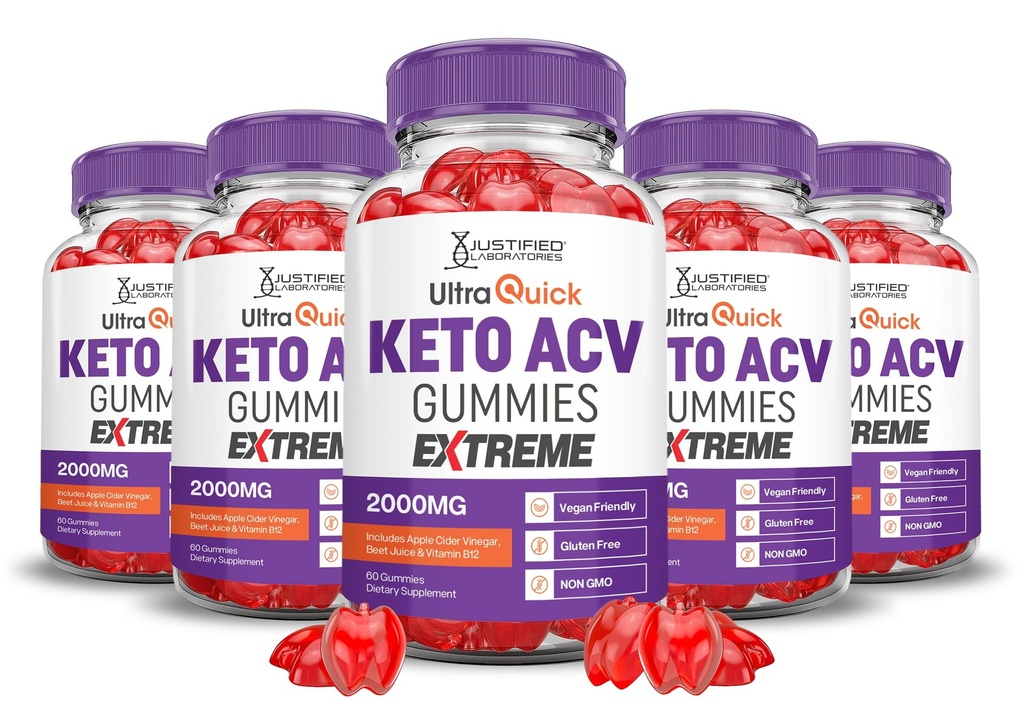 合理实验室(5 Pack Ultra Quick Keto ACV Gummys Extreme 2000MG Ultraquick Keto Gummys Apple 苹果苹果苹果醋 配以石榴蜂蜜汁粉 B12 Vegan Non GMO 300 Gummys 配以