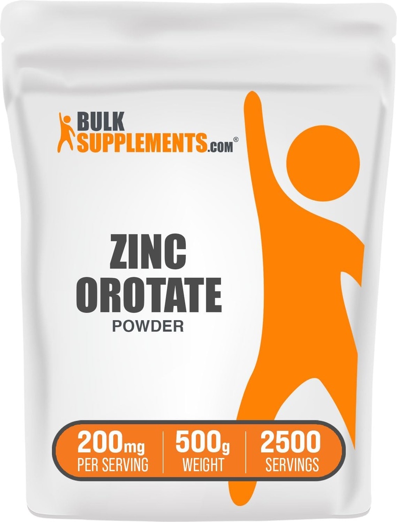 Bulk Assupports.com 锌 Orotate 粉末 - 锌矿物补充剂,用于免疫支持 - Gluten Free,每次服役200mg,500g(1.1磅)(包1)