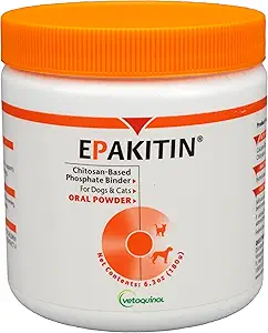 Vetoquinol Epakitin Chitosin-基于磷酸酯的Binder 猫和狗 – Renal支持 补充粉末 - 180g