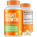 Kids Height Growth Supports Capsules – 配有钙,维生素D3 & Zinc的每日开发公式 – Bone & 营养支持 Kids & Teens – 氨基混合剂 – 60 Capsules