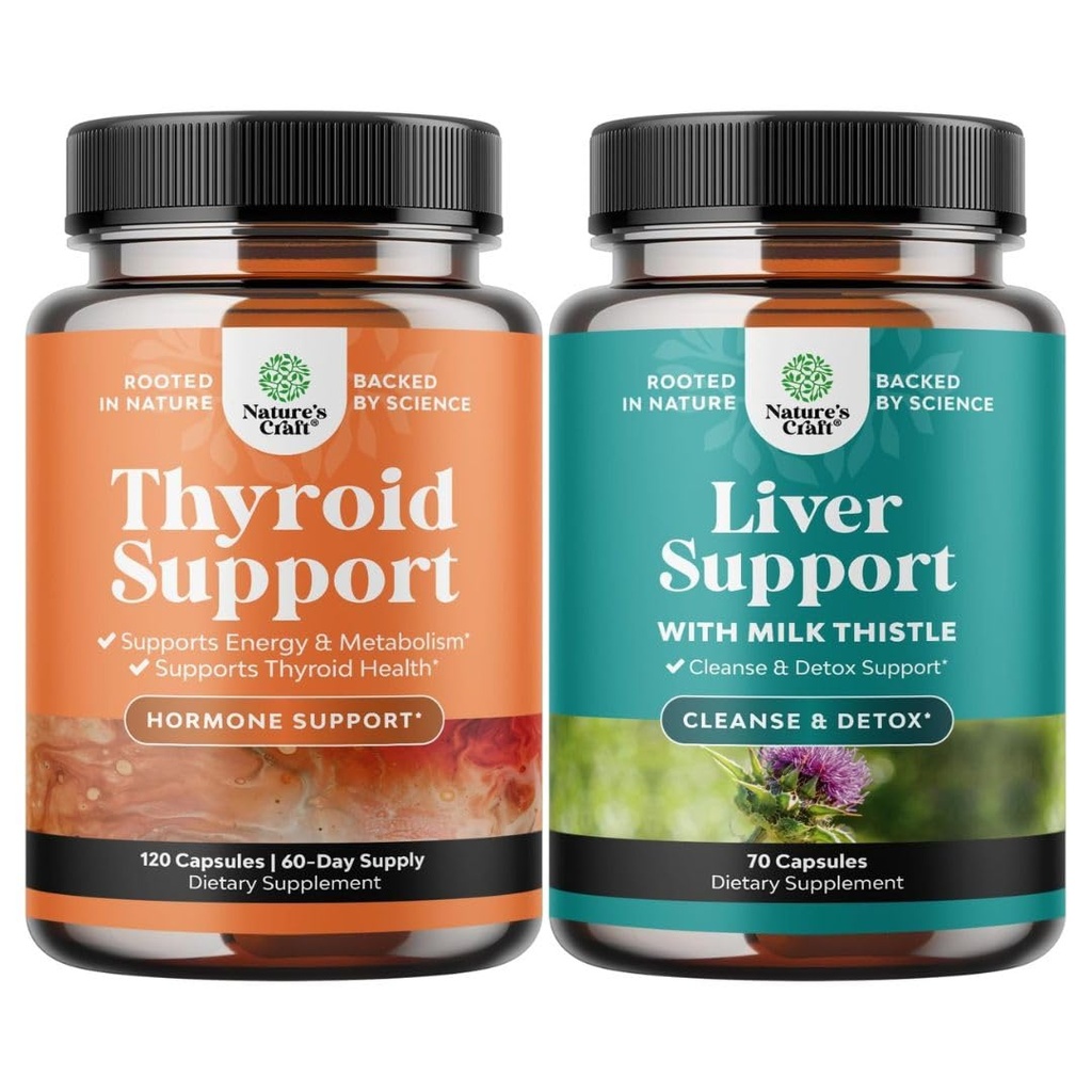 草药甲状腺支持复合体,配有L Tyrosine Bladderwrack Selenium Pure Ashwagandha 和 Liver Cleanse Detox & 维修 - 配有Dandelion Root Choline Beetroot & Artichoke 提取器