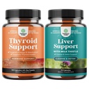 草药甲状腺支持复合体,配有L Tyrosine Bladderwrack Selenium Pure Ashwagandha 和 Liver Cleanse Detox & 维修 - 配有Dandelion Root Choline Beetroot & Artichoke 提取器