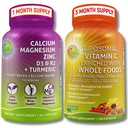 基于植物的骨骼和免疫支持补充剂 Bundle – Liposomal 维生素 C 1500mg 与有机Acerola & Camu Camu + 含维生素D3, K2 & Turmeric – Vegan, Non-GMO