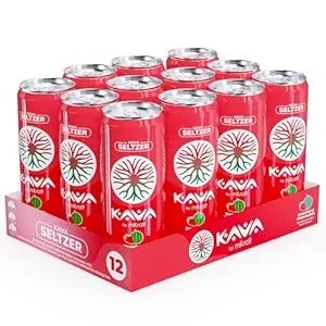 MITRA-9 植物饮料 - 草莓西瓜 Sparkling Kava 饮料与Kava 根提取 - Mood 增强剂 - 植物基 - 促进自然平静和明亮(12 Fl. Oz) (12)
