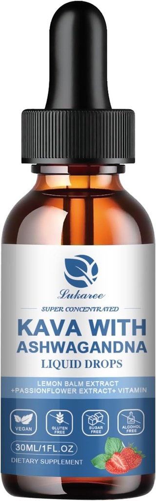 Lukaree (2 Pack) 卡瓦卡瓦根提取补充 - 高浓度 Kava w/ Ashwagandha, Lemon Balm, Valerian root for Imune and总体健康 - Vegan,无酒精