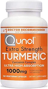 Qunol Turmeric Curcumin 补编,Turmeric 1000mg 与超高吸收,联合支持补编,Extrastrong Turmeric Capsules, 2个月供应,120 Counter (Pack of 1)