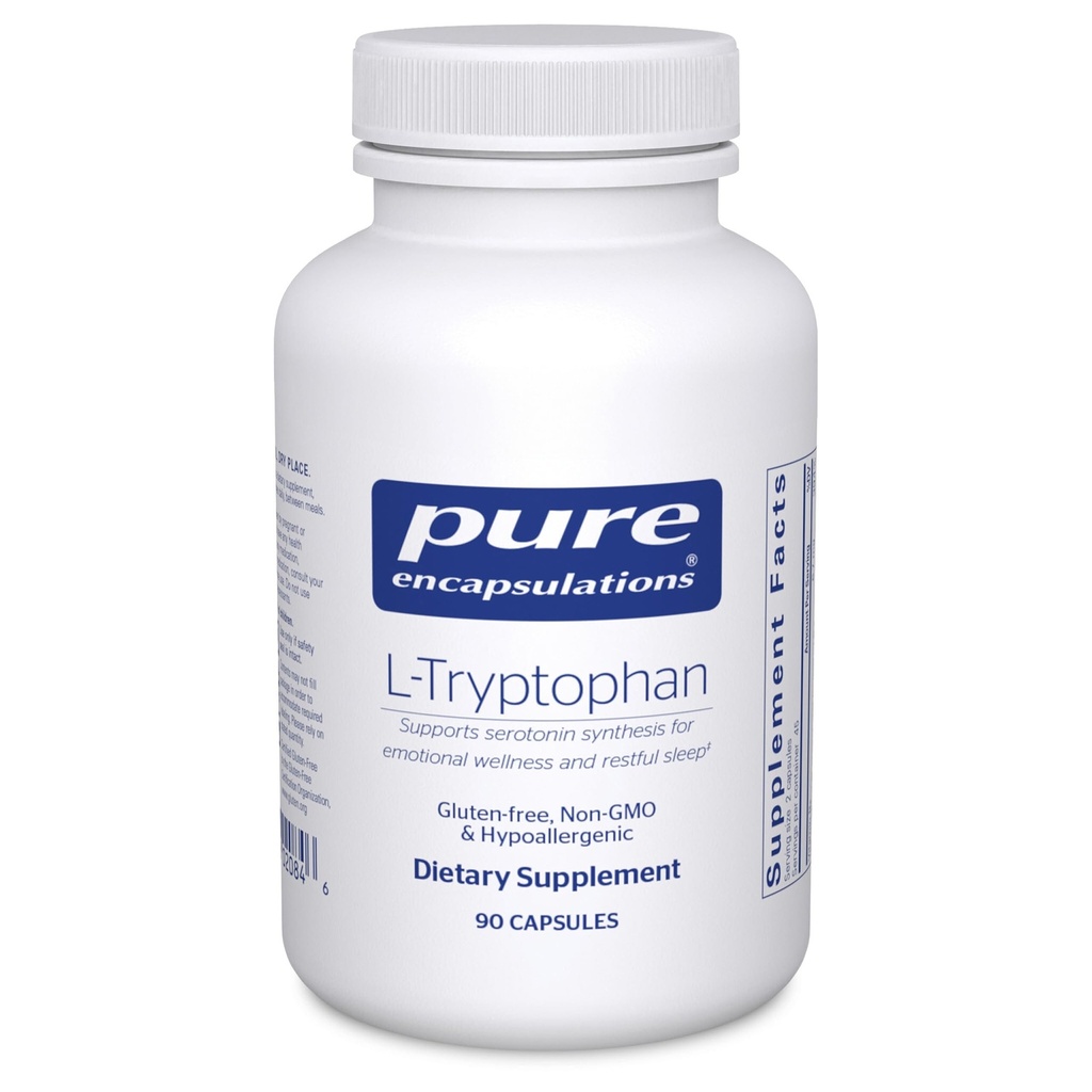 纯封装 L-Tryptophan → 氨基酸 用于放松、血清素支持、PMS和睡眠* → 90 Capsules