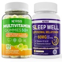 NEVISS 女性和男性50+多维塔明 Gummy和Melatonin 60mg Bundle