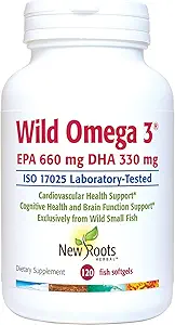 新ROOTS HERBAL 野生OMEGA-3 鱼油补充900毫克+EPA 600毫克 DHA 330毫克,最高浓度+维生素E(120软胶)