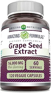 惊人的方程式 葡萄种子 800 Mg 提取(20:1) → 16,000 Mg 等效 → Veggie Capsules → Non-GMO → Gluten-Free → → 美国制造(240个计数)