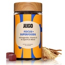 JUGO Focus + SUPERFOODS + Ashwagandha Gummys配有维生素D3 & Superfect Blend → 40 Counter Plant - 基于适应原产地 Gummys → Gelatin-Free,非GMO,美国制造.