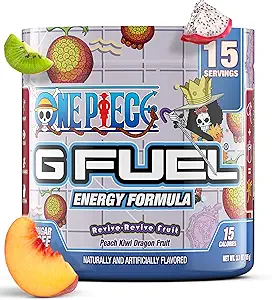 G Fuel one piece Revive-Revive Energy drink Powder,预研咖啡因混合剂用于赌博,无糖聚焦氨基+抗氧化剂,3.7oz(桃基维龙果,15种服务)