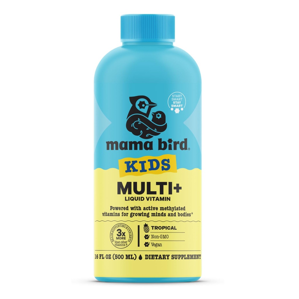Best Nest Wellness Kids Multi Plus - Brain Health Supports for Kids - 液体多维素与甲基维生素 - 营养补充 Aids Immune Health - Tropical Flavor, 16 fl oz (英语).