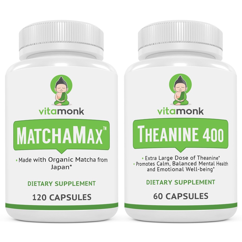 VitaMatch MatchaMax Matcha Capsules & L- Theanine 400mg - 助推能量和增强焦点包