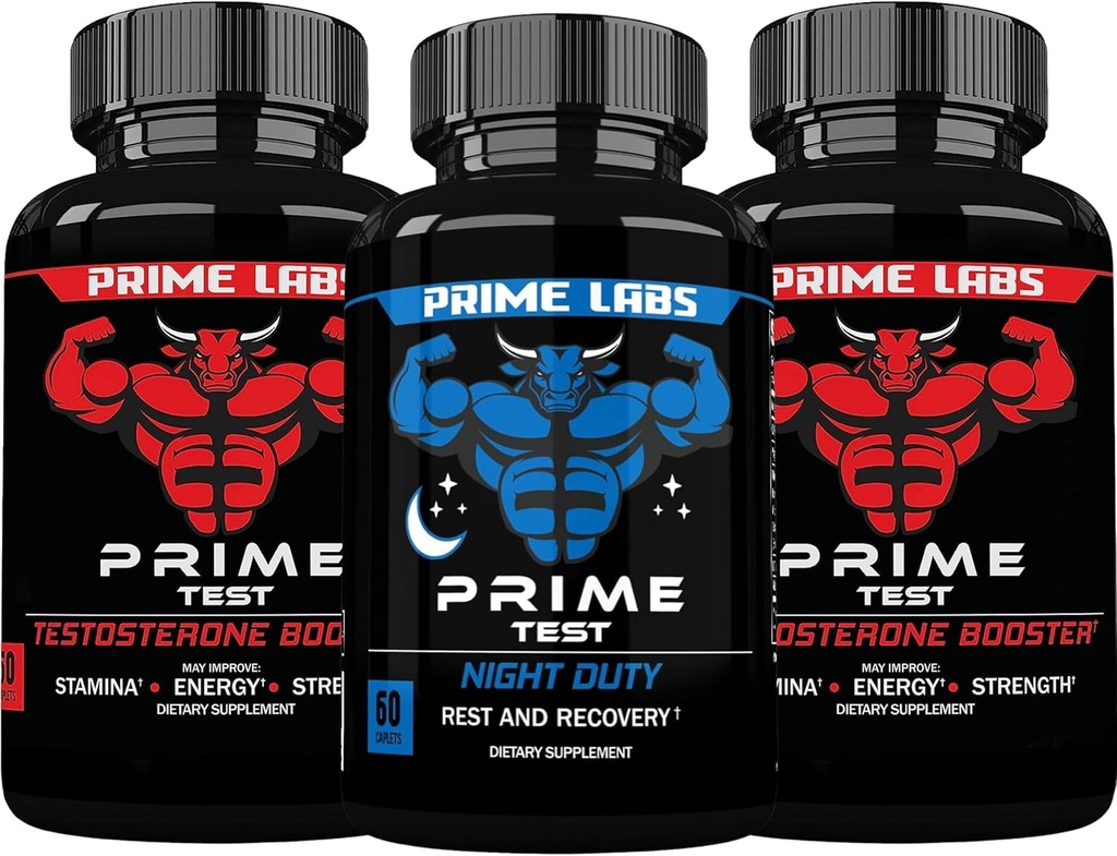 Prime Labs Prime Testosterone Booster (60 Counter, 2-Pack) + 夜间值班睡眠补充(60 Counter)