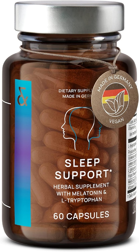 N°6 天然睡眠支持 Melatonin 1 mg & L-Tryptophan - Passionflow, Valerian Root & More - 增强睡眠补充 - 60 Capsules for Restful nights