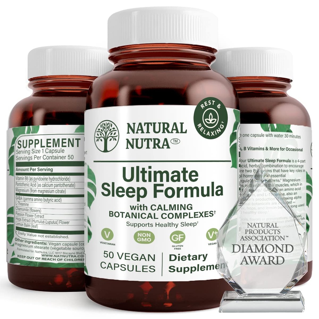Natural Nutra Ultimate睡眠公式,支持放松和减少夜间焦虑的香菊,帮助你更快地失眠,50卡普尔