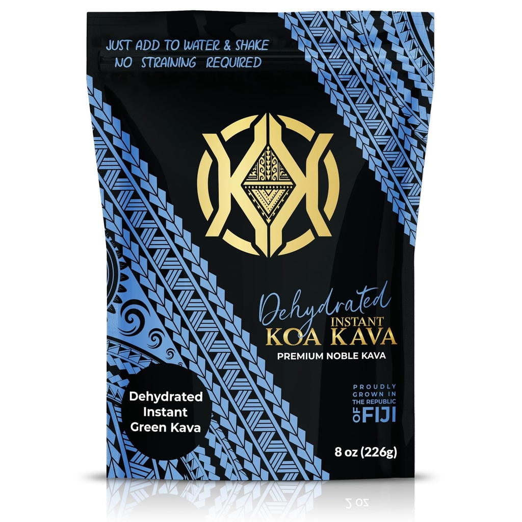 Koa Kava脱水即时卡瓦-100%脱水即时格林斐济卡瓦根粉,8 oz(226g) Bag