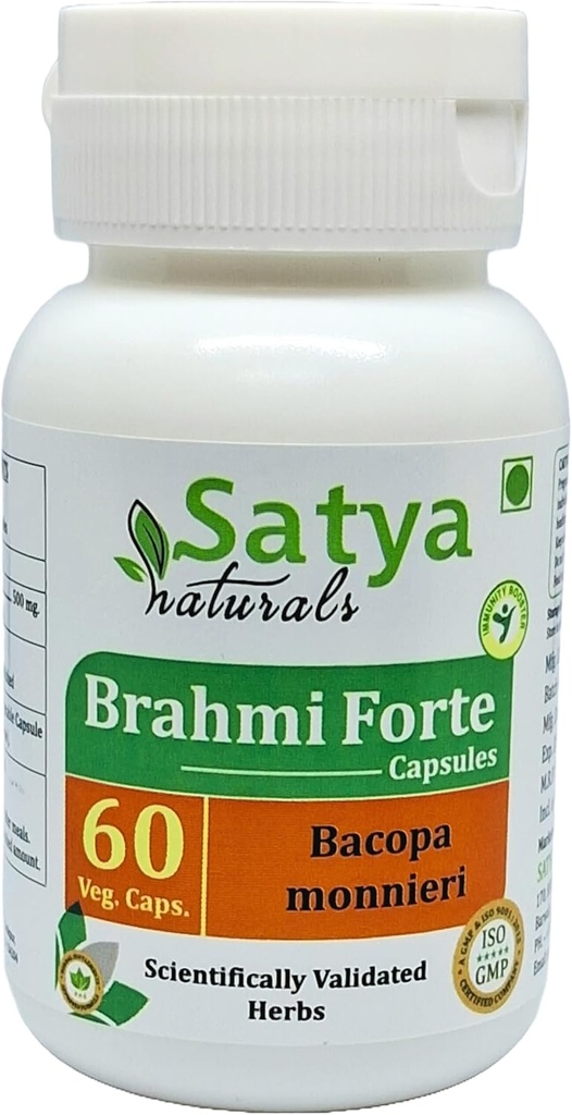Brahmi Forte Capsules 500 mg. 60 Veg. Capsule QQ Brahmi (Bacopa Monnieri) 供男女使用的Capsules 摘录 Ayurvedic 草药补充剂/修复剂 QQ 10:1 福特(1瓶60 Capsules)
