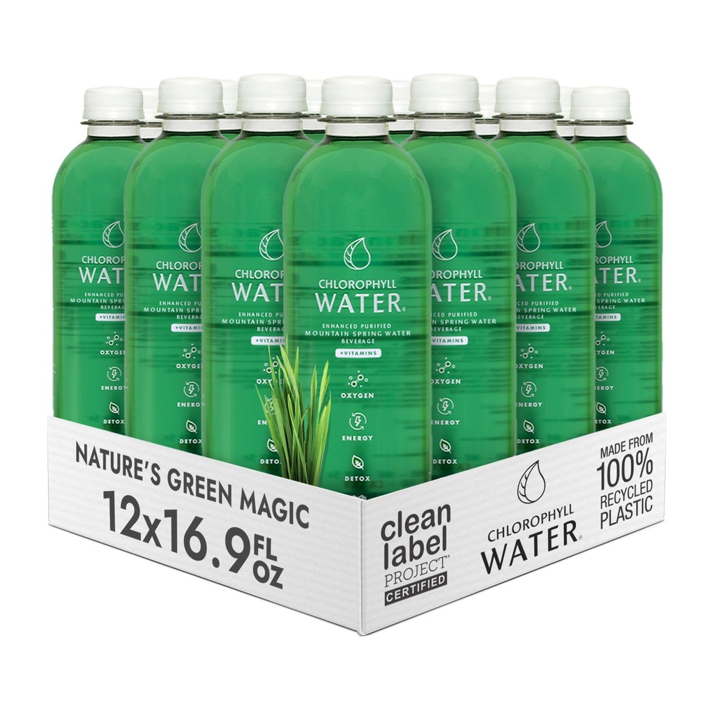 氯phy水-液态氯phy水 12 Pack(16.9oz) |维生素A,B12,C,D |毒清水,Alkaline水,能量促进 |维生素水 |植物基 |清洁标签项目 |水支持