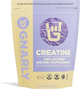 Gnarly营养 克赖丁粉 – Creapure, Vegan Creatine 补充 – NSF 运动认证,优化恢复 – 运动营养 – 5g Creatine 单水合物 – Unflavored, 15.87 oz