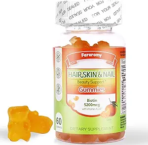 成人的多维他命素 5200mcg Biotin, Citrus Flavored Daily 多维他命 含有维生素A, C, D3, E, B6 和 B12, 锌皮, 毛发生长, 全身健康