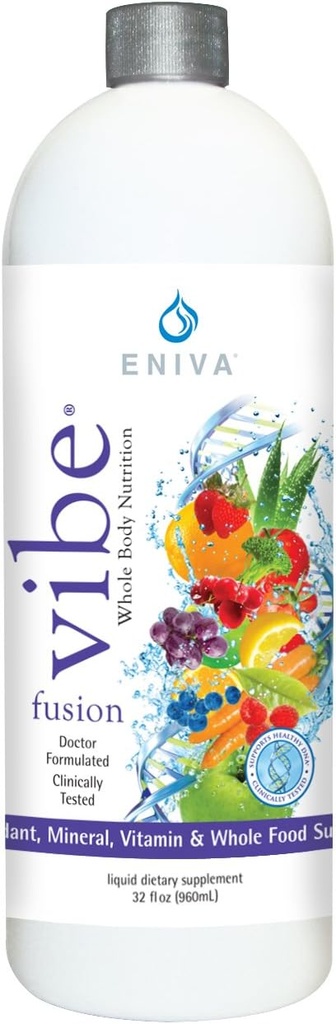 Eniva Vibe Fusion Daily Liquid Multivitamin and Mineral Supplements Merderberry Zinc VIT C VIT D 豁免能源的营养 巧克力樱桃 32 oz瓶