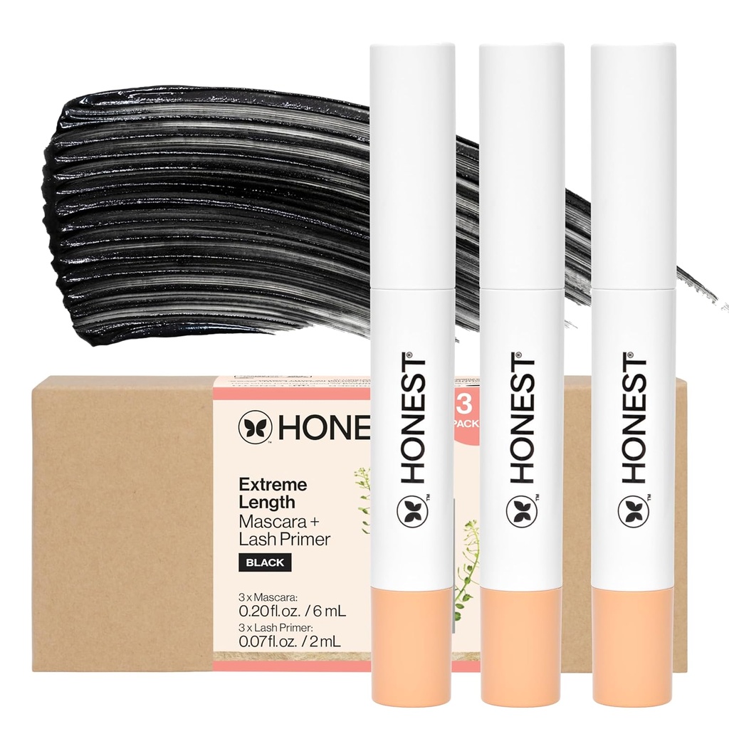 诚实的美人 2- in-1 极端长度 Mascara + Lash Primer 3-Pack + 残忍自由 + 敏感眼睛安全 → 0.27 fl z 每人(3包)