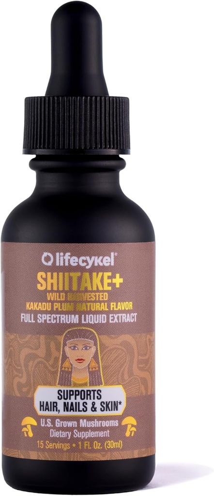 生活舱 - Shitake Mushroom 提取器与 Kakadu Plum —— 高级有机蘑菇 毛发、钉子和皮肤补充剂 - 成人维生素C Immune Boost 1 Fl Oz