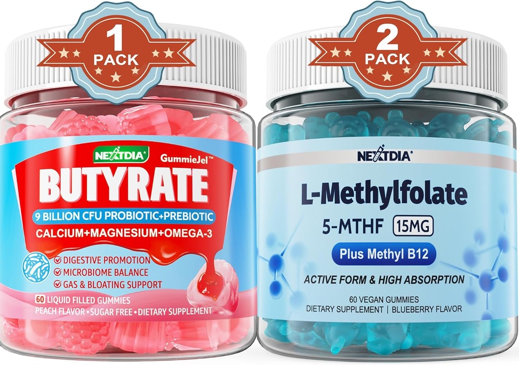 丁酯与亲生素+先生素+后生素,L-MethylFolate 15mg Gummys