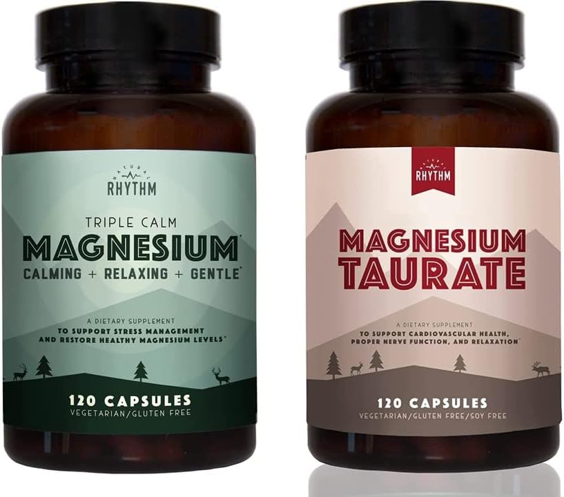 自然节奏日与夜舱 - 三焦 150 mg,120 capsules + Magneum Taurate 750 mg(150 mg of Elemental Magnesium) 120 Capsules