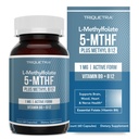 L Methyl Folate 1000 mcg + Methy B12 元因子 — 活性5-MTHF形式 — 支持Mood,甲基化,认知 — 高生物利用率的维生素B9和B12生物活性形式(60 Capsules – 60 services)
