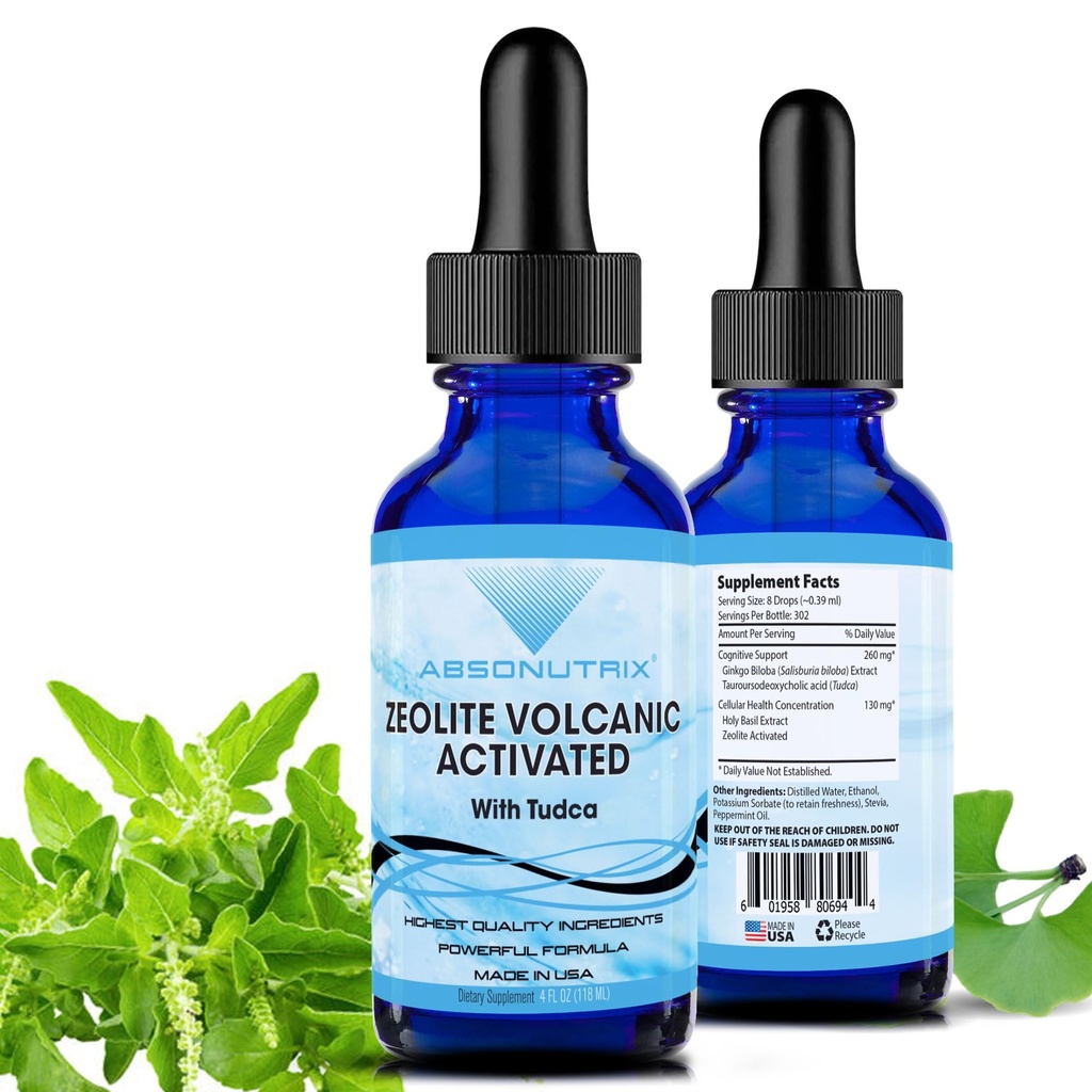 Absonutrix Zeolite 火山作用,配有 Tudca 高级公式 390 mg, 4 Oz Liquid, 302 services, 在美国制造, 快速吸收, 非GMO, GMP 认证设施, 无残忍产品