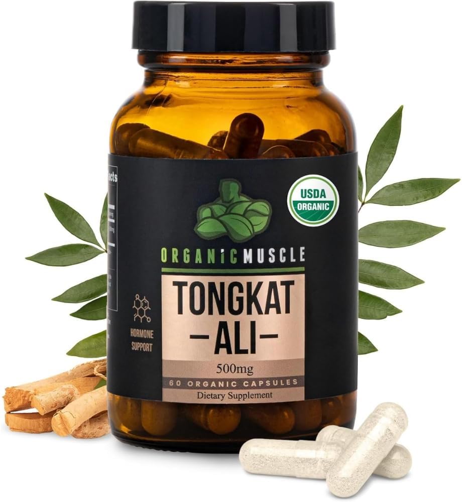 有机肌肉 Tongkat Ali for Men, 500mg - Pure & Potent USDA Eurycoma Longifolia Root 补充 60 Counter - 野生生长男性健康荷尔蒙支持男性性能,驱动和增能器