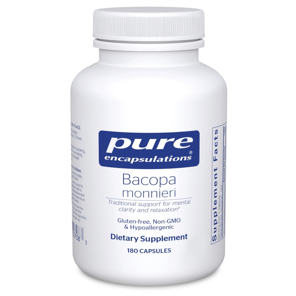 纯封装 Bacopa Monnieri + 大脑、记忆、集中和压力支持补充* + 180 Capsules