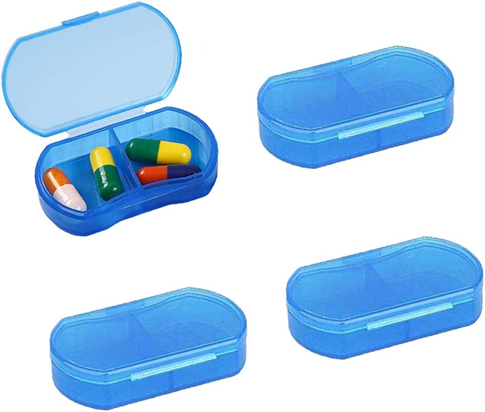 2PCS Pill case for Purse Small 4PCS Pill 组织者 便携式旅行每日 Pill 容器 AM & PM 迷你药盒 维他命,鱼油,补充持有者