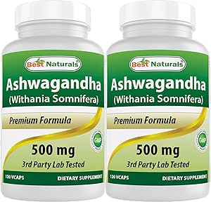 Best Naturals Ashwagandha 摘录 500 Mg 120 卡普勒斯(2包)