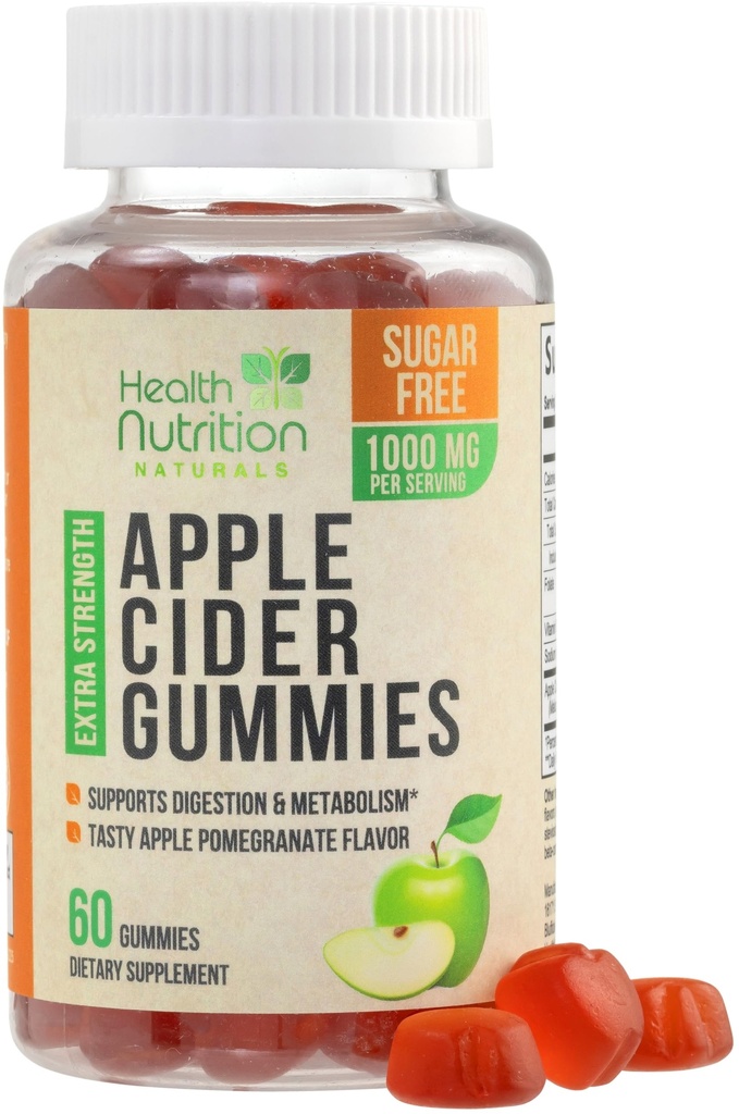 苹果苹果酒 葡萄糖 葡萄糖 1000mg - Max 强糖 无糖 ACV Gummy Vitamins, 支持代谢与能源, Keto Friendly, Vitamin B12, Gelatin- Free, Gluten-Free, Vegan & Non-GMO - 60 Gummys