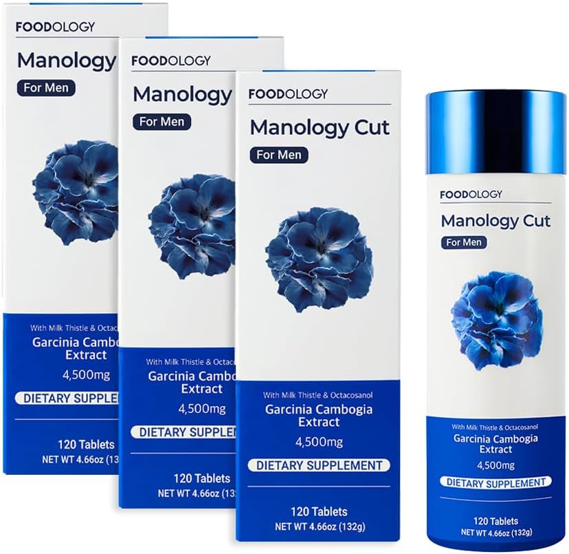 FOODOLOGY Manology Cut (Pack of 3-360 Tablets, 180 Servings for 60 Days) - Body Balance, Improved Endurance & Liver Health Support Garcinia Cambogia (HCA), Milk Thistle Octacosanol