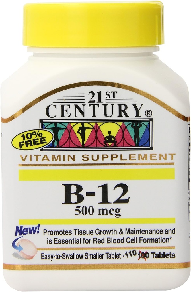 21世纪 B-12 500 mcg 平板电脑,110 count (Pack of 3)