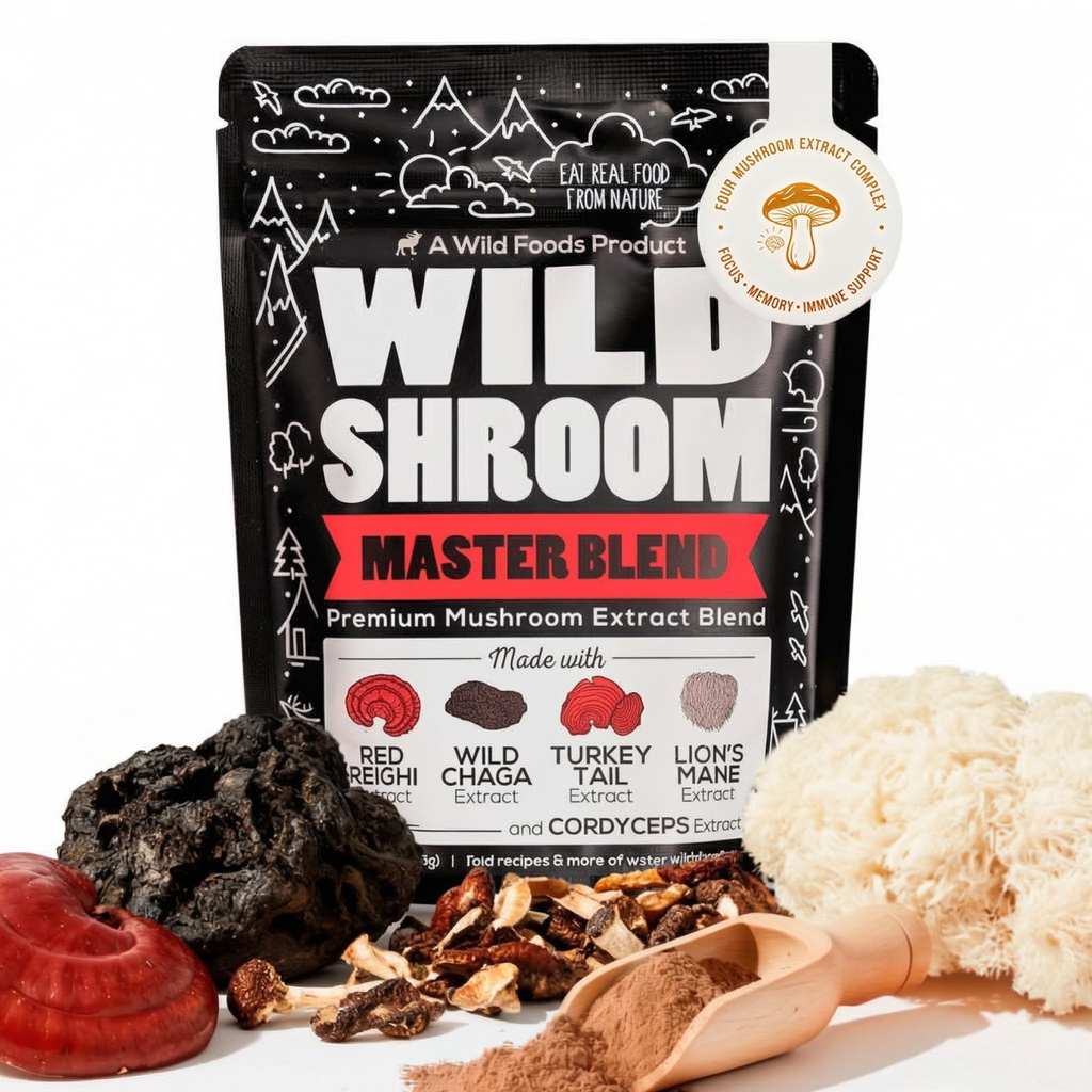 野餐 野蘑菇 Blend-Superfected Reishi, Chaga, Cordyceps, Turkey Tail and Lion's Mane - 4Oz Pack-适应性减压器,用于增强精神清晰度-诺诺氏液体 咖啡混合剂