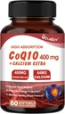 CoQ10 400mg Capsules,Coenzyme Q10 高吸附补充 |心支持和细胞能生产补充,无乳品,无Gluten - 60 Capsules(30 Serv)