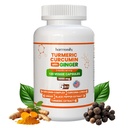 Turmeric Crucumin 配有 Ginger, Ceylon Cinnamon 和 Black Pepper Complex 5 在 1 公式, Crucuma Longa, Max 吸收, 1000 mg, 120 草药提取卡普尔